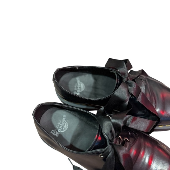 DR.MARTEN Holly Leather Oxford Lace Up Ribbon Platform Loafers - Picture 8 of 13